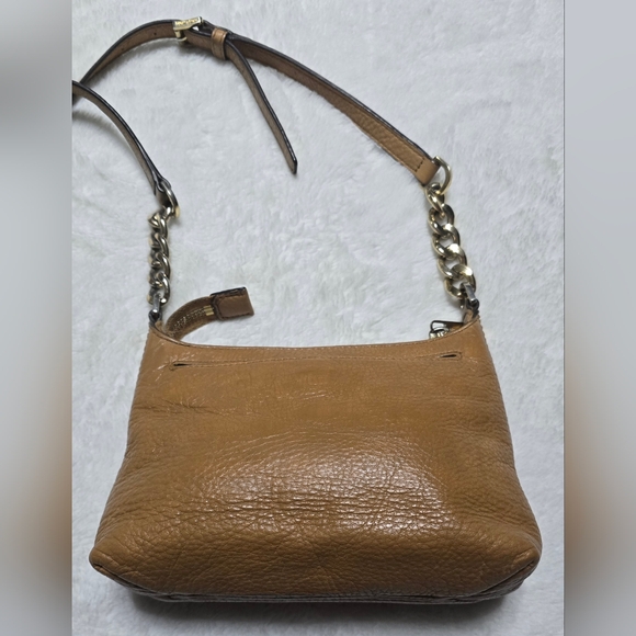 Michael Kors Crossbody Purse Tan Gold Hardware MK Shoulder Bag Adjustable Strap - Picture 3 of 16